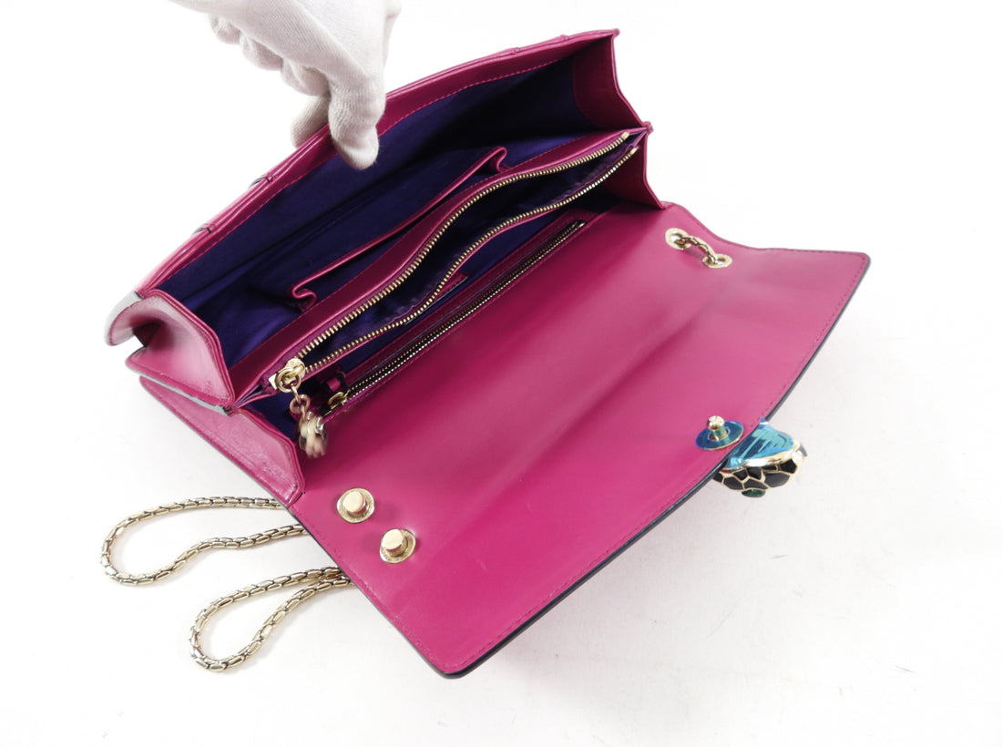 Bvlgari Magenta Leather Medium Serpenti Flap Bag