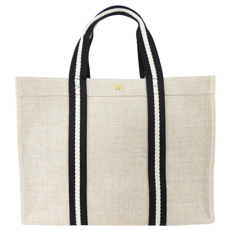 Rue de Verneuil Beige Tweed Canvas Large Tote Bag