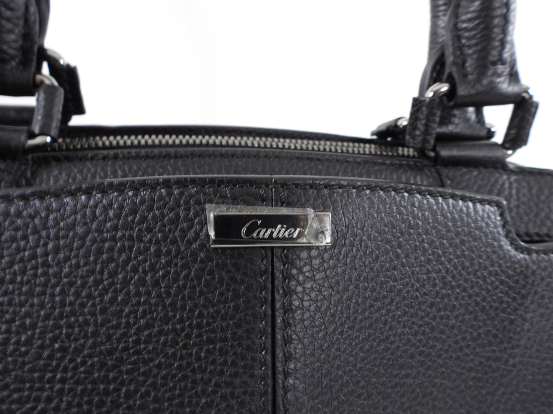 Cartier Espresso Brown Leather Vintage Work Tote Bag