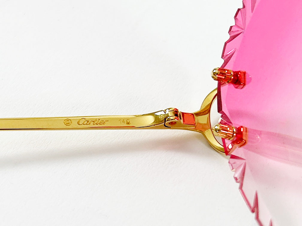 Cartier Pink Rimless Picadilly Heart Sunglasses
