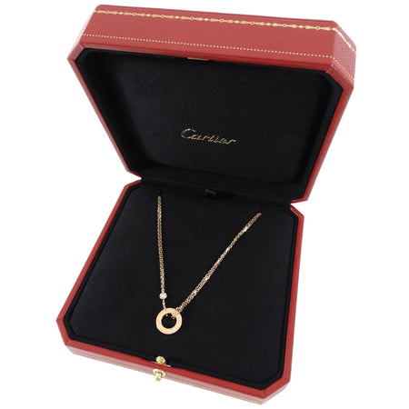 Cartier 18k Rose Gold 2 Diamond Love Pendant Necklace