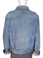 Celine Blue Denim Trucker Jacket with Paisley Lined Sleeves - M