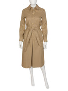 Celine Beige Canvas Gold Tone Snap Closure Belted Shirt Dress - 34