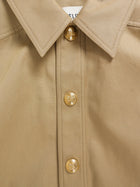 Celine Beige Canvas Gold Tone Snap Closure Belted Shirt Dress - 34