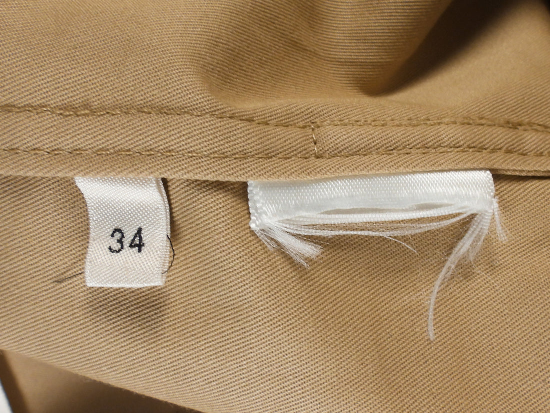 Celine Beige Canvas Gold Tone Snap Closure Belted Shirt Dress - 34