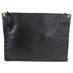 Celine Large Black Leather Flat Zip Pouch / Bag – I MISS YOU VINTAGE