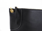 Celine Large Black Leather Flat Zip Pouch / Bag