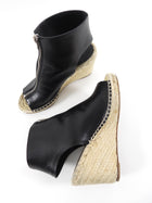 Celine Phoebe Philo Black Leather Espadrille Wedge Shoes - 37