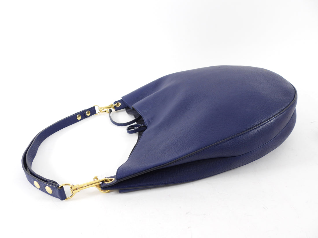 Celine Blue Leather Large Hobo Shoulder Bag