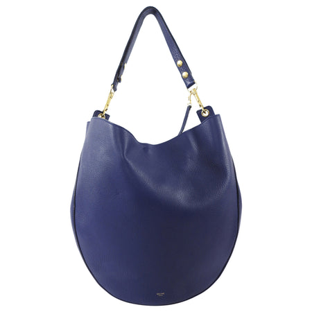 Celine Blue Leather Large Hobo Shoulder Bag