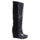 Celine Phoebe Philo Black Leather and Suede Tall Wedge Boots - 38.5 / 38