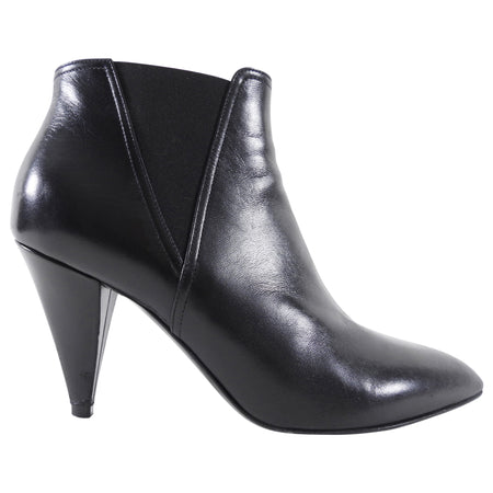 Celine Black Leather Heel Ankle Boots - 7