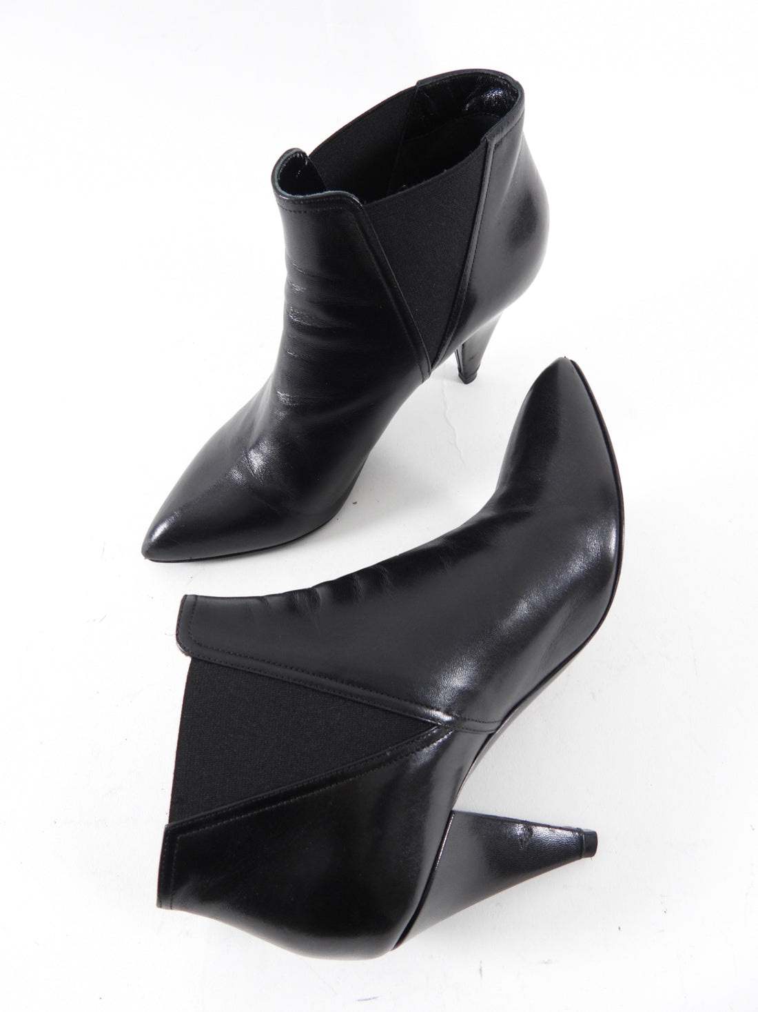 Celine Black Leather Heel Ankle Boots - 7