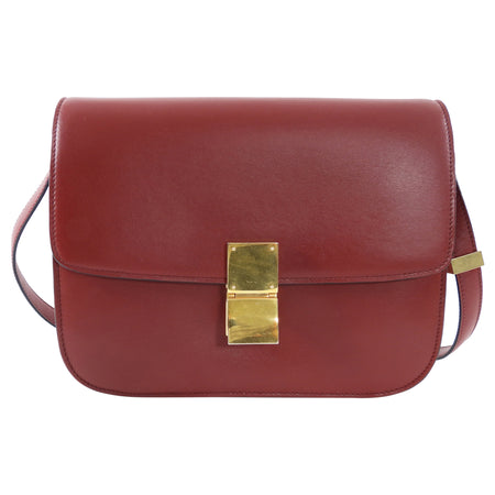 Celine Medium Box Bag Dark Burgundy Leather