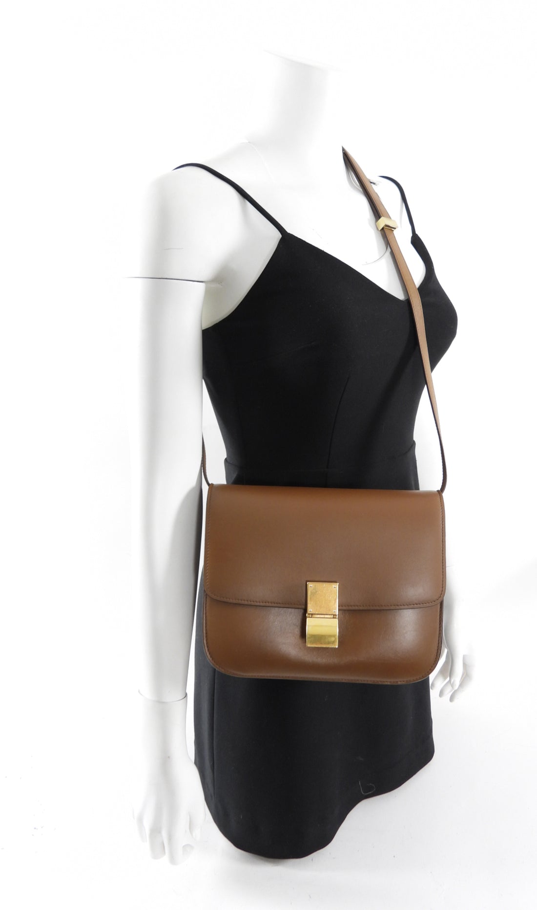 Celine Brown Leather Medium Box Bag