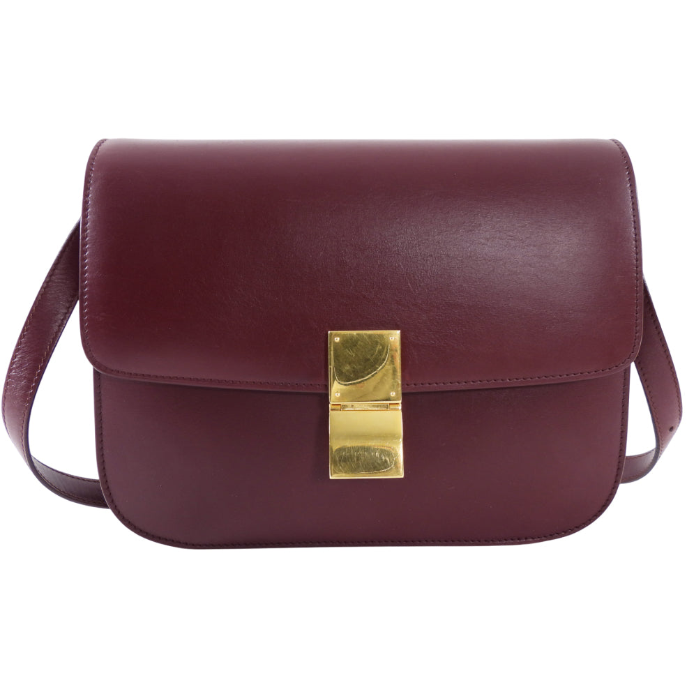 Celine Dark Burgundy Leather Medium Box Bag