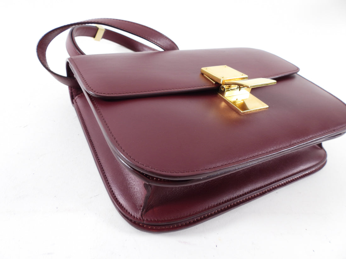 Celine Dark Burgundy Leather Medium Box Bag