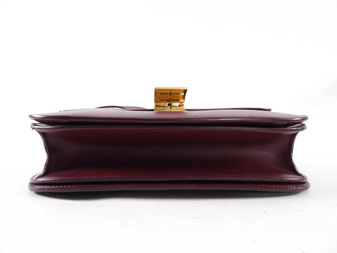Celine Dark Burgundy Leather Medium Box Bag