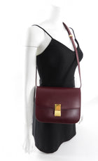 Celine Dark Burgundy Leather Medium Box Bag
