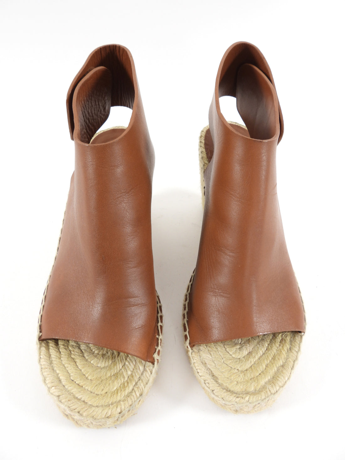 Celine Phoebe Philo Brown Leather Espadrille Wedge Shoes - 37