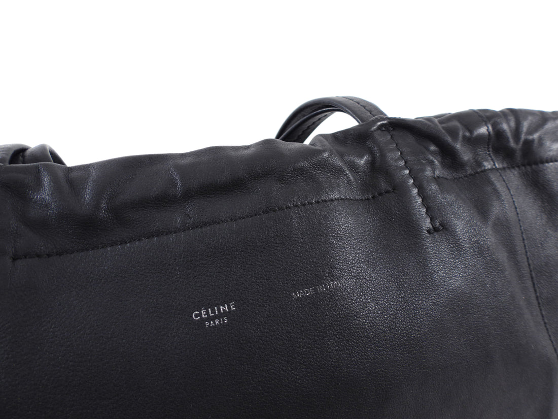 Celine Black Soft Leather Cabas Tote Bag