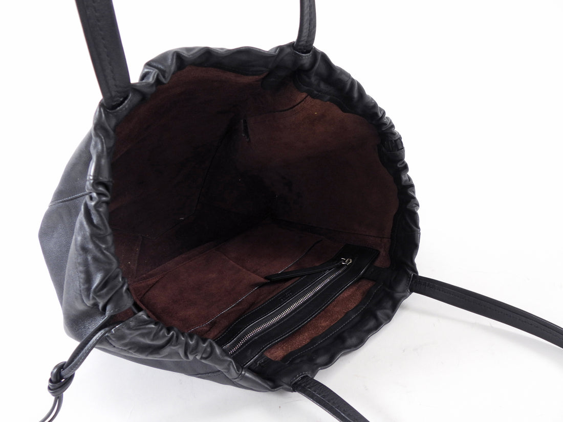 Celine Black Soft Leather Cabas Tote Bag