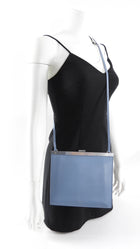 Celine Light Blue Smooth Leather Clasp Frame Bag
