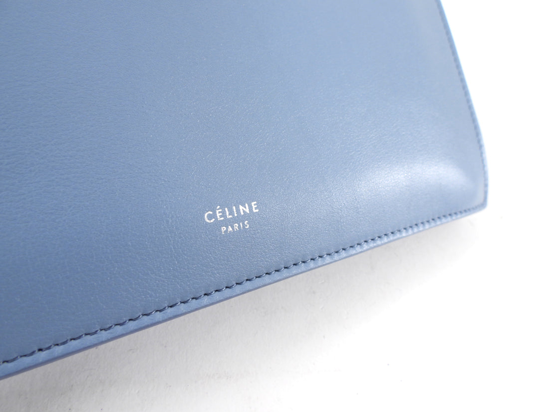 Celine Light Blue Smooth Leather Clasp Frame Bag