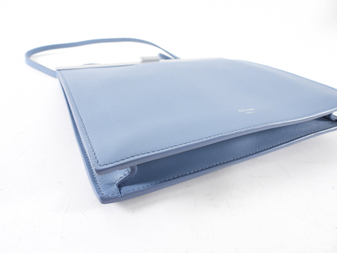 Celine Light Blue Smooth Leather Clasp Frame Bag