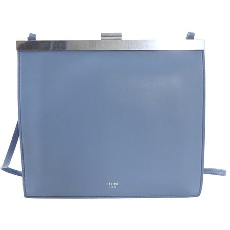 Celine Light Blue Smooth Leather Clasp Frame Bag