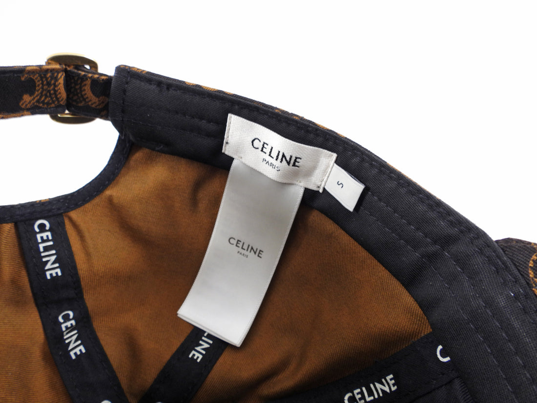 Celine Triomphe Black and Brown Logo Baseball Cap Hat