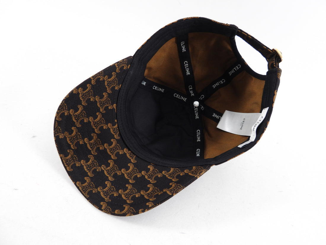 Celine Triomphe Black and Brown Logo Baseball Cap Hat