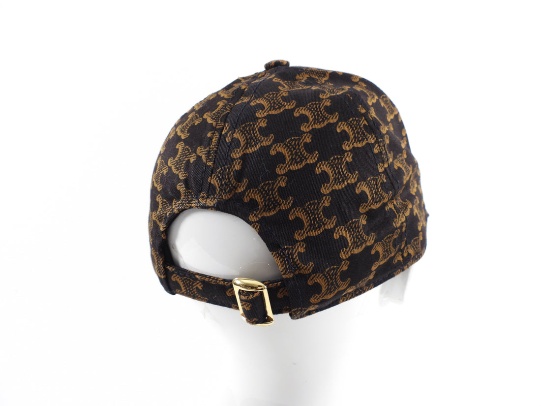 Celine Triomphe Black and Brown Logo Baseball Cap Hat