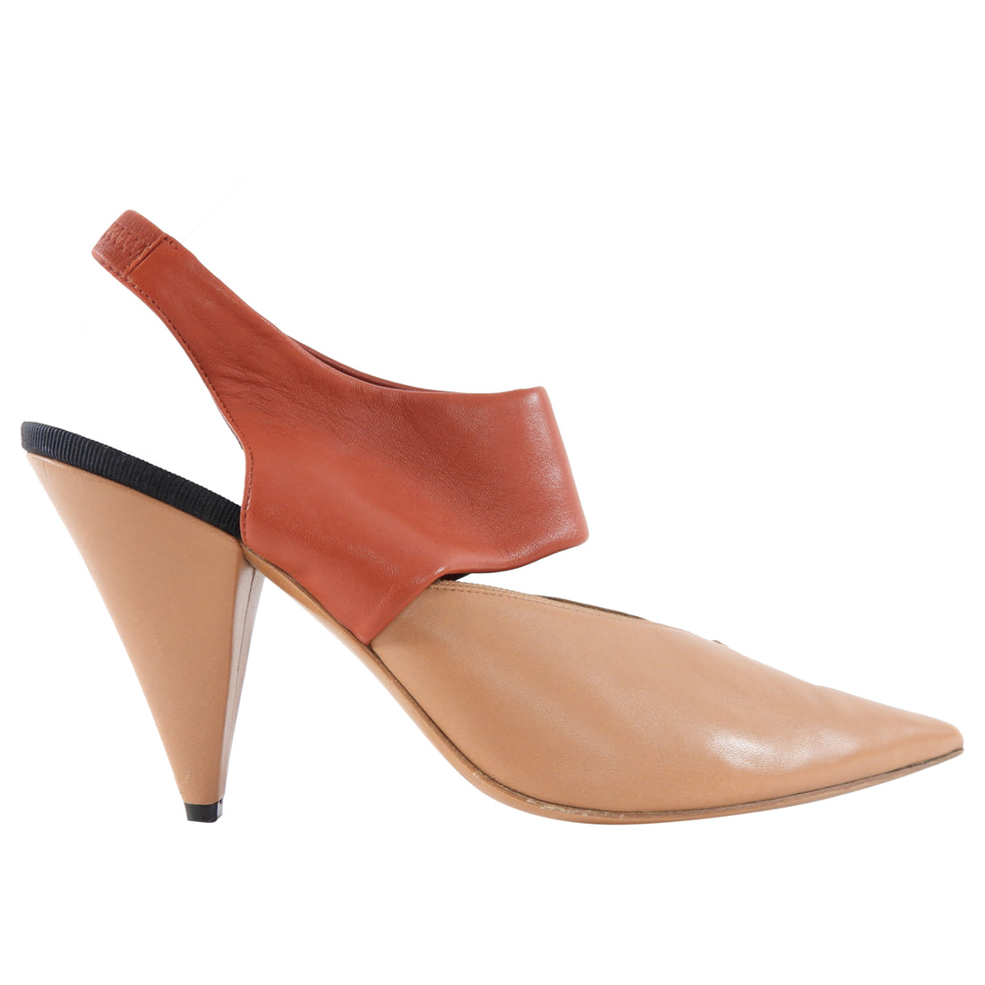 Celine Phoebe Philo Beige Two Tone V-neck Pumps - 40