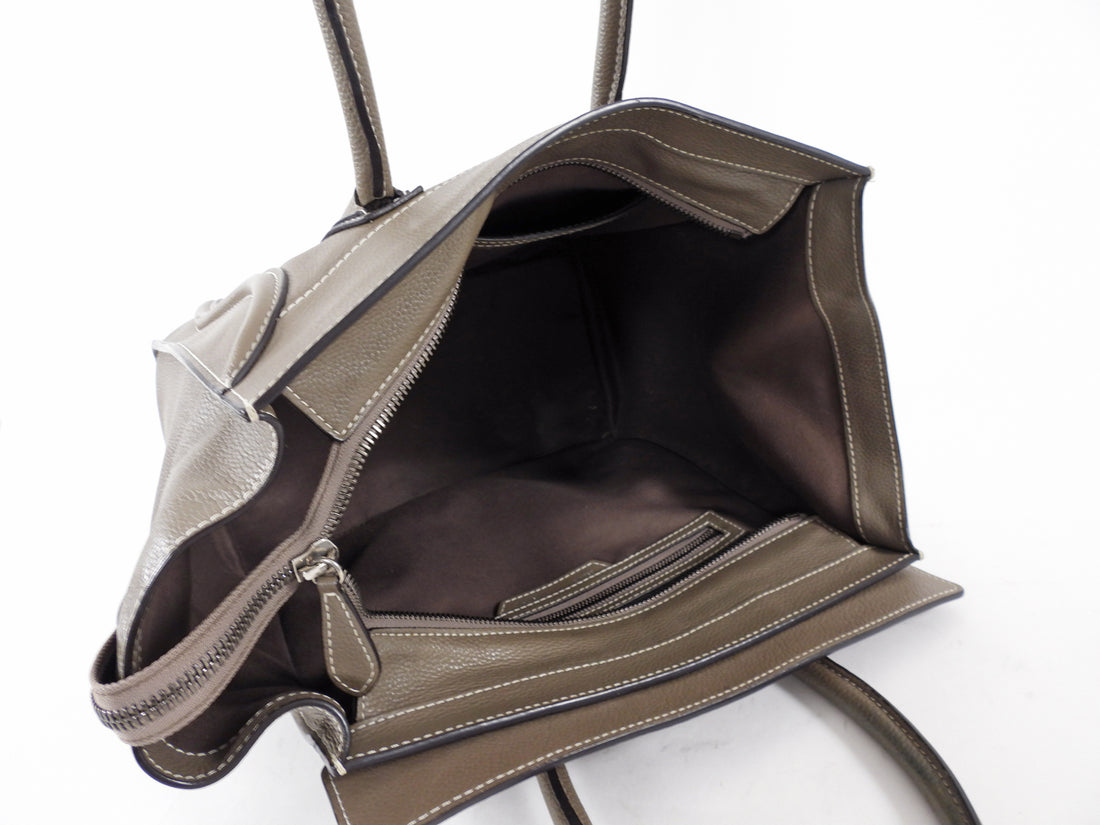 Celine Taupe Leather Micro Luggage Tote Bag