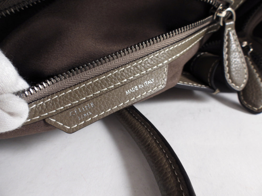 Celine Taupe Leather Micro Luggage Tote Bag