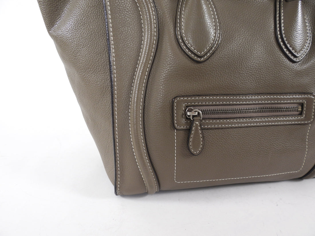 Celine Taupe Leather Micro Luggage Tote Bag