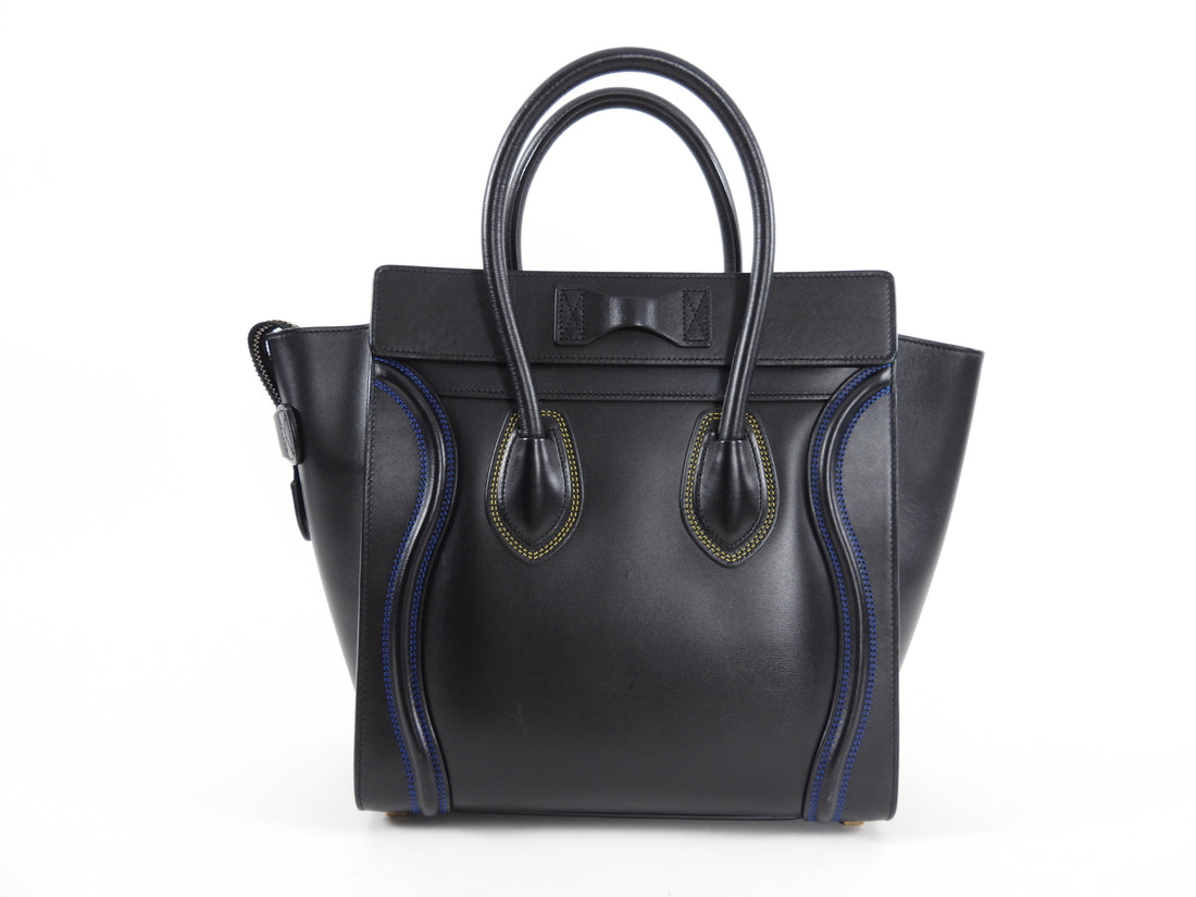 Celine Black Leather Micro (Small) Luggage Tote Bag