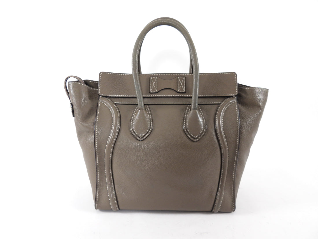 Celine Taupe Leather Micro Luggage Tote Bag
