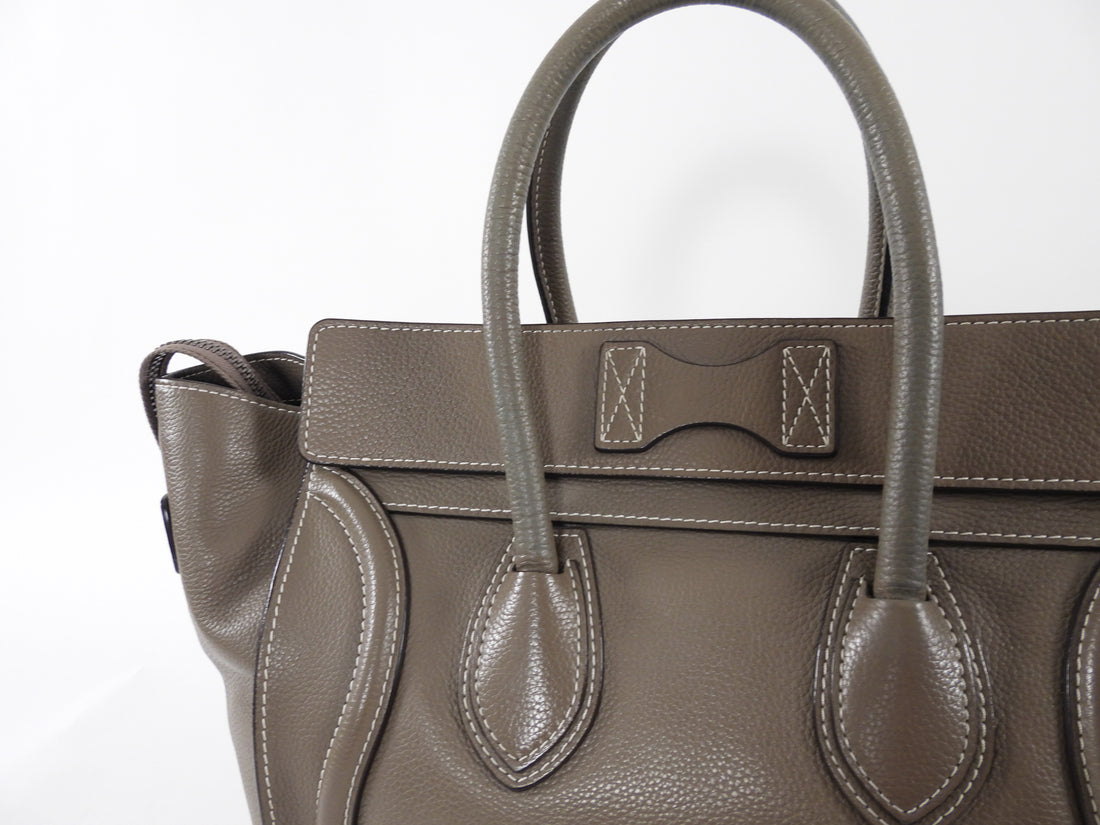 Celine Taupe Leather Micro Luggage Tote Bag