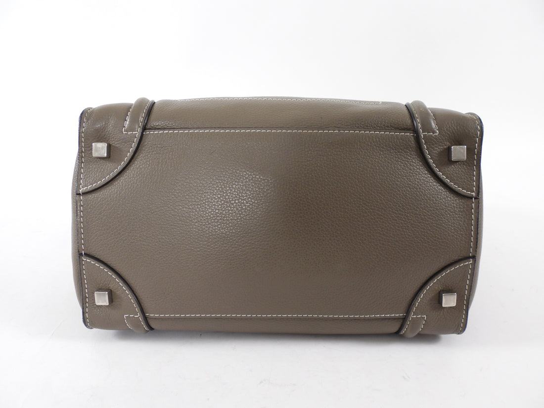 Celine Taupe Leather Micro Luggage Tote Bag