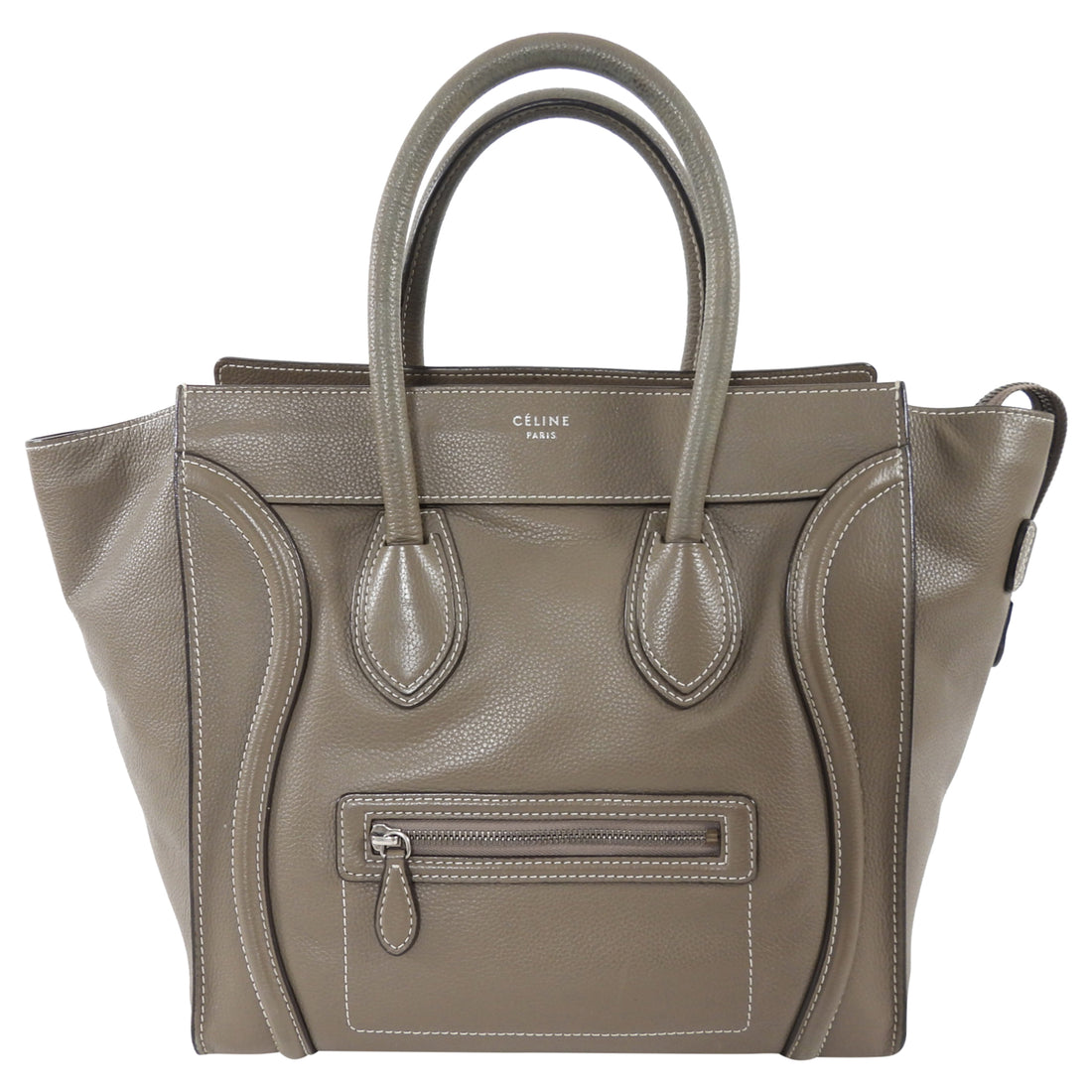 Celine Taupe Leather Micro Luggage Tote Bag