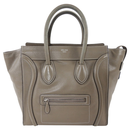 Celine Taupe Leather Micro Luggage Tote Bag