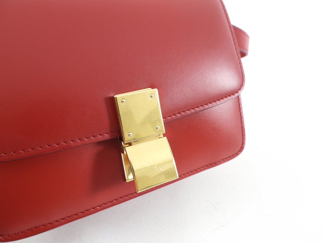 Celine Red Smooth Leather Small Box Bag