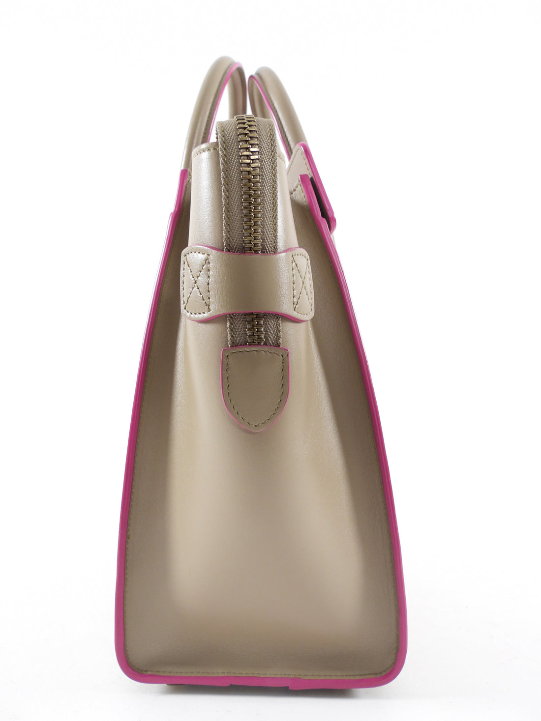 Celine Taupe and Pink Two Tone Mini Luggage Tote Bag