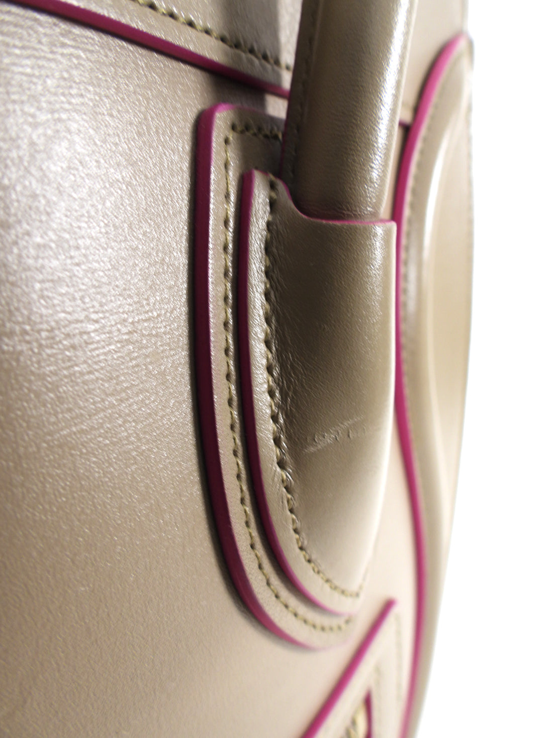 Celine Taupe and Pink Two Tone Mini Luggage Tote Bag
