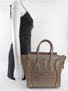 Celine Taupe and Pink Two Tone Mini Luggage Tote Bag