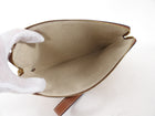 Celine Canvas and Tan Leather Triomphe Zip Pouch Clutch Bag