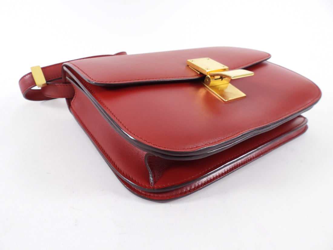 Celine Red Smooth Leather Medium Classic Box Bag