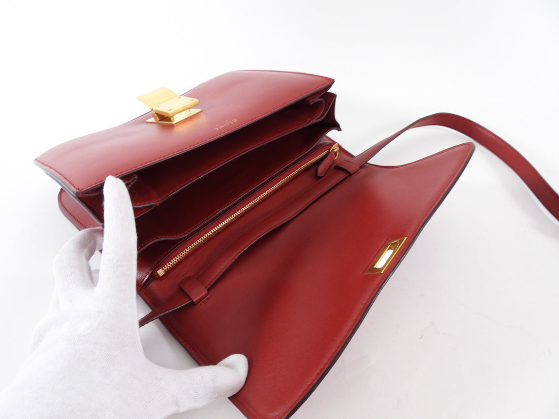 Celine Red Smooth Leather Medium Classic Box Bag